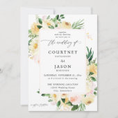 Invitation Mariage floral rose et jaune 2 (Devant)