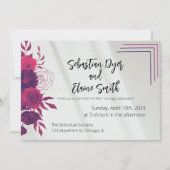 Invitation Mariage floral rose et magenta clair (Devant)