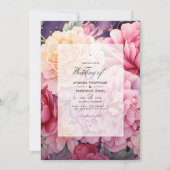 Invitation Mariage floral rose et or (Devant)