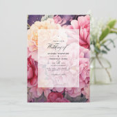 Invitation Mariage floral rose et or (Debout devant)