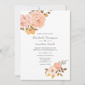 Invitation Mariage floral rose et or (Devant)