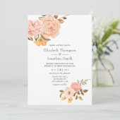 Invitation Mariage floral rose et or (Debout devant)