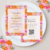 Invitation Mariage floral rose et orange