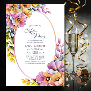 Invitation Mariage floral rose et orange élégant après la fêt