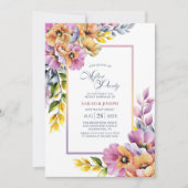 Invitation Mariage floral rose et orange moderne après la fêt (Devant)