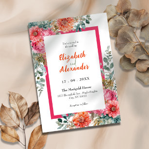 Invitation Mariage floral rose et orange toscan Sunset
