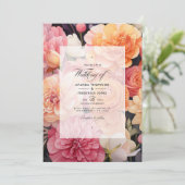 Invitation Mariage Floral Rose et Pêche (Debout devant)
