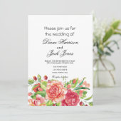 Invitation Mariage floral rose et pêche (Debout devant)