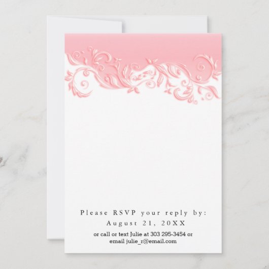 Invitation Mariage floral rose et RSVP (Dos)