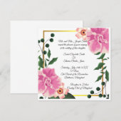 Invitation Mariage floral rose et vert avec libellé formel (Devant / Derrière)