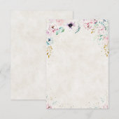 Invitation Mariage floral rose et violet Pretty  vierge (Devant / Derrière)