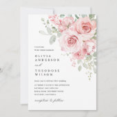 Invitation Mariage Floral Rose Fardé (Devant)