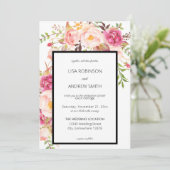 Invitation Mariage floral rose fleuri (Debout devant)