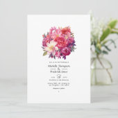 Invitation Mariage floral rose Fondant (Debout devant)