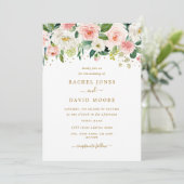 Invitation Mariage Floral Rose Gold (Debout devant)
