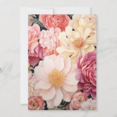 Invitation Mariage floral rose, ivoire et or (Dos)