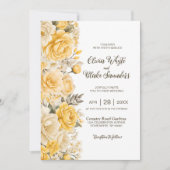 Invitation Mariage floral rose jaune (Devant)