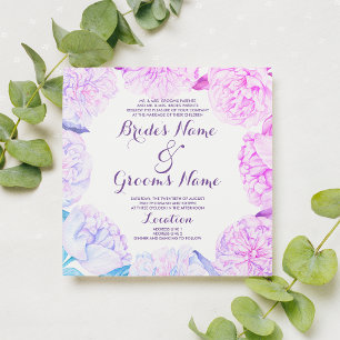 Invitation Mariage floral rose lavande bleu