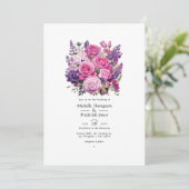 Invitation Mariage floral rose-lavande et quasi-mauve (Debout devant)