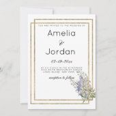 Invitation Mariage floral rose lavande or blanc géométrique (Devant)