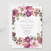 Invitation Mariage floral rose magenta (Devant)