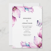 Invitation Mariage floral rose Magnolia (Devant)