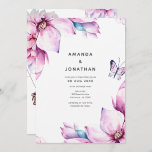 Invitation Mariage floral rose Magnolia