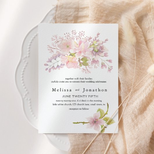 Invitation Mariage floral rose Magnolia