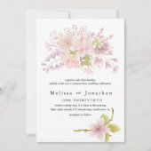 Invitation Mariage floral rose Magnolia (Devant)