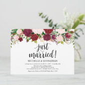 Invitation Mariage Floral Rose Marsala Réception de Fiançaill (Debout devant)