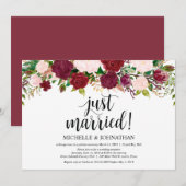 Invitation Mariage Floral Rose Marsala Réception de Fiançaill (Devant / Derrière)