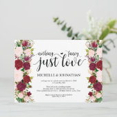 Invitation Mariage floral rose Marsala Réception de fuite (Debout devant)