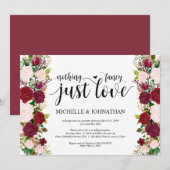 Invitation Mariage floral rose Marsala Réception de fuite (Devant / Derrière)