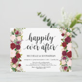 Invitation Mariage Floral rose Marsala Réception de fuite (Debout devant)