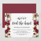 Invitation Mariage floral rose Marsala Réception de mariage e (Devant / Derrière)