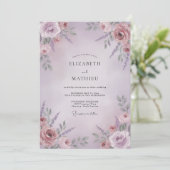 Invitation Mariage Floral Rose Mauve (Debout devant)