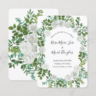 Invitation Mariage floral rose noir et blanc