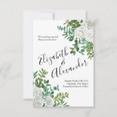 Invitation Mariage floral rose noire et blanche (Devant)