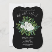 Invitation Mariage floral rose noire et blanche (Devant)