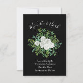 Invitation Mariage floral rose noire et blanche (Devant)