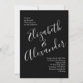 Invitation Mariage floral rose noire et blanche (Devant)