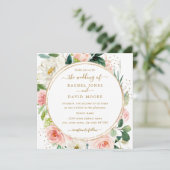 Invitation Mariage Floral Rose or moderne (Debout devant)