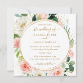 Invitation Mariage Floral Rose or moderne (Devant)