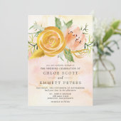 Invitation Mariage Floral Rose or rose rose Pony (Debout devant)