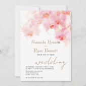 Invitation Mariage floral rose orchidée (Devant)
