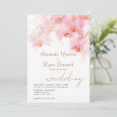 Invitation Mariage floral rose orchidée (Debout devant)