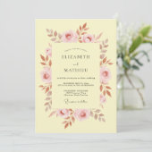 Invitation Mariage Floral Rose Pâle (Debout devant)