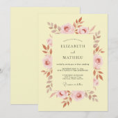 Invitation Mariage Floral Rose Pâle (Devant / Derrière)