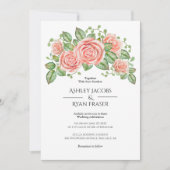Invitation Mariage floral rose pâle (Devant)