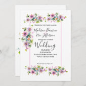 Invitation Mariage floral rose pâle (Devant / Derrière)